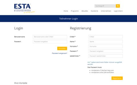 Bad Oeynhausen ESTA-Bildungswerk: Teilnehmer-Login