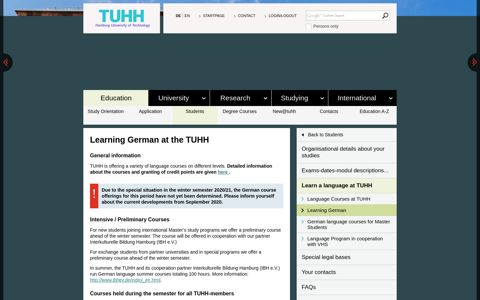 Education – Students – Learn a language at TUHH ... - TUHH