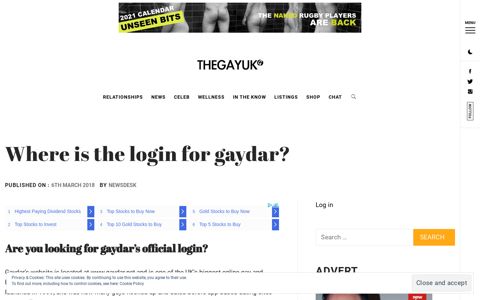 Where is the login for gaydar? | TheGayUK