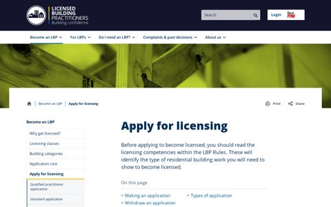 Apply for licensing | Licensed Building Practitioners
