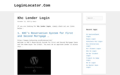 Khc Lender Login - LoginLocator.Com
