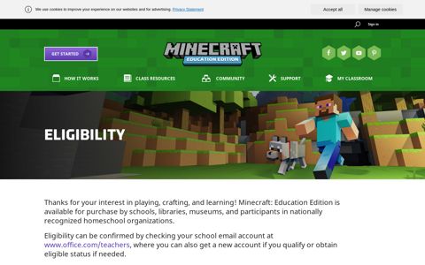 Eligibility | Minecraft: Education Edition