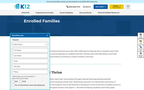 Enrolled Families in K–12 Online Schools | K12 - K12.com