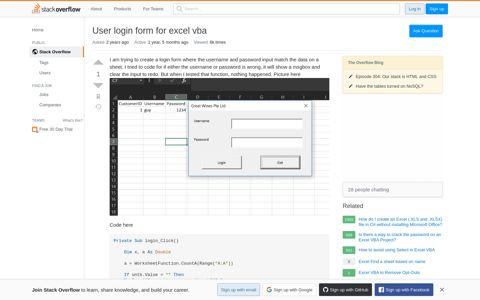 User login form for excel vba - Stack Overflow