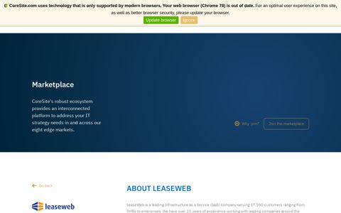 CoreSite Marketplace: LeaseWeb