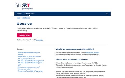 Geoserver - Dienst Einstiegsseite - Schleswig-Holstein-Service