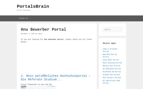 Hnu Bewerber - PortalsBrain - Portal Database