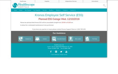 Kronos Employee Self Service (ESS) - Healthscope Hospitals
