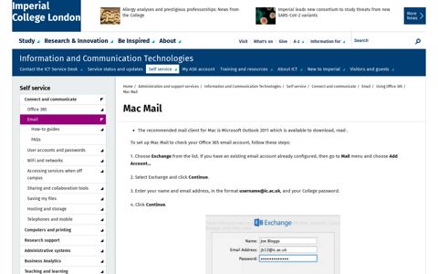 Mac Mail | Administration and support services | Imperial ...