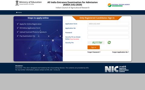 All India Entrance Examination for Admission [AIEEA (UG)-2020]