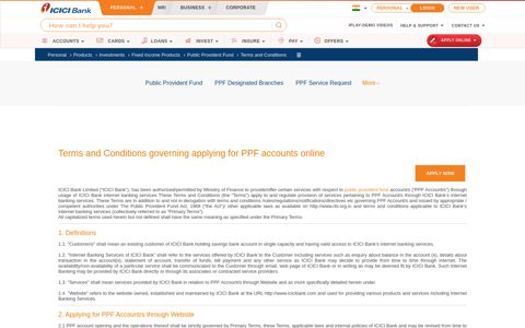 Open PPF Account Online | PPF Terms and Conditions - ICICI ...
