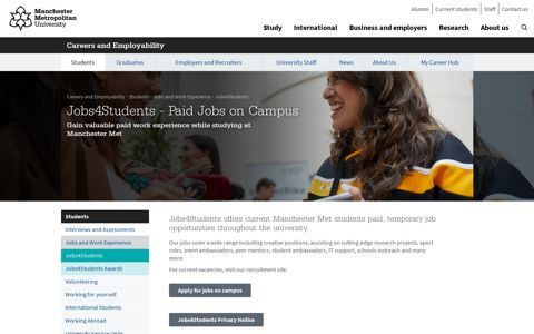 Jobs4Students · Manchester Metropolitan University