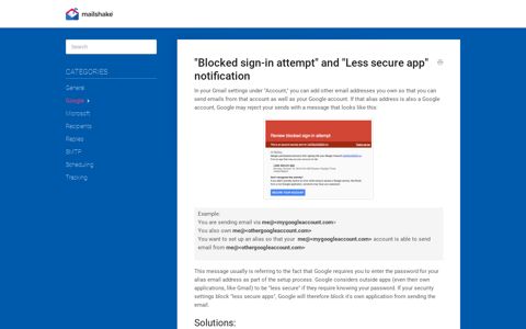 "Blocked sign-in attempt" and "Less secure app" notification ...
