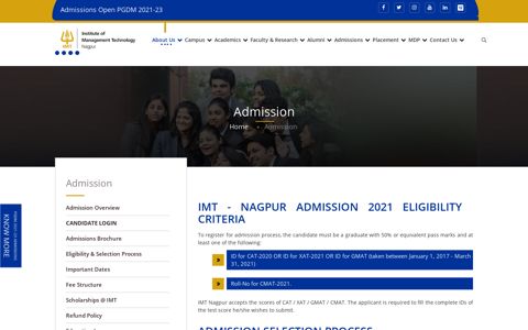 Admissions for pgdm / mba IMT Nagpur
