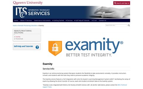Examity | ITS - Queen's University