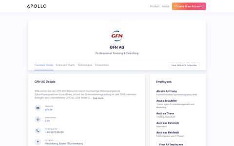 GFN AG - Overview, Competitors, and Employees | Apollo.io