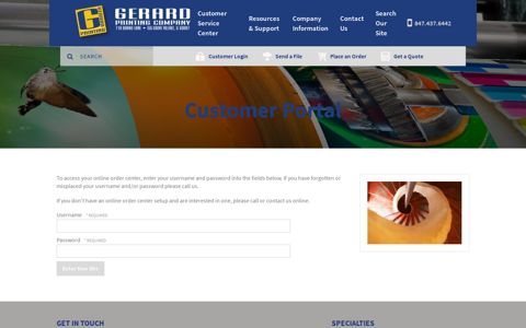 Customer Portal : Customer Login - Gerard Printing