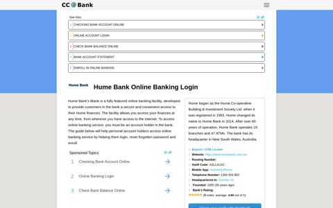 Hume Bank Online Banking Login - CC Bank