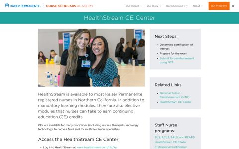 HealthStream CE Center – Nurse Scholars Academy | Kaiser ...
