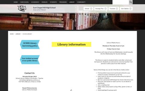 ECHHS Library / Information and contact