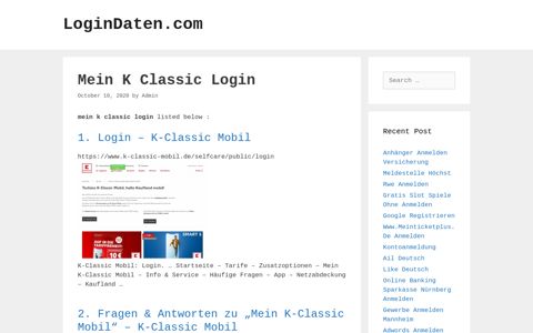 Mein K Classic - Login - K-Classic Mobil - LoginDaten.com