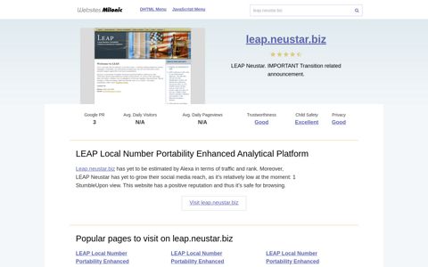 Leap.neustar.biz website. LEAP Local Number Portability ...