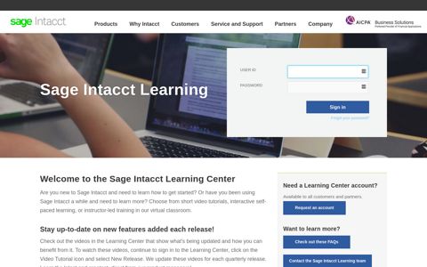 Sage Intacct Learning Center - 1 - ViewCentral