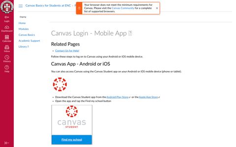 Canvas Login - Mobile App : Canvas Basics for Students at ENC