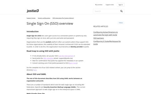 Single Sign On (SSO) overview – Support Center