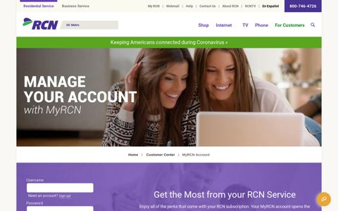 MyRCN Account Login and Account Benefits | RCN