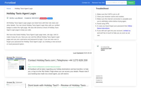 Holiday Taxis Agent Login Page - portal-god.com