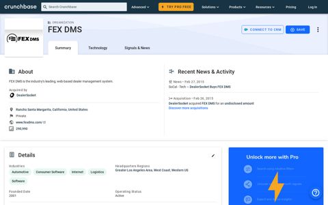 FEX DMS - Crunchbase Company Profile & Funding