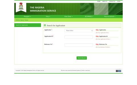 Online Query Status - The Nigeria Immigration Service
