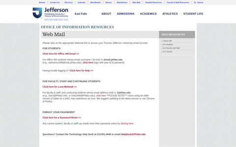 Web-based Email - Thomas Jefferson University