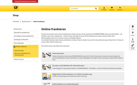 Online frankieren | Shop Deutsche Post