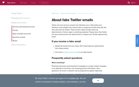 About fake Twitter emails - Twitter Help Center