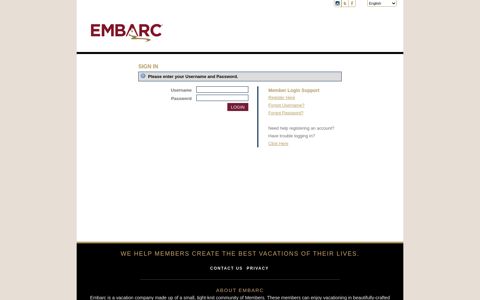 Sign In - Embarc® Resorts