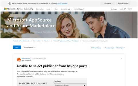 Unable to select publisher from Insight portal - Microsoft ...
