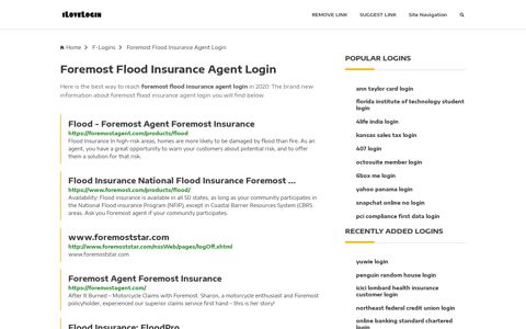 Foremost Flood Insurance Agent Login ❤️ One Click Access