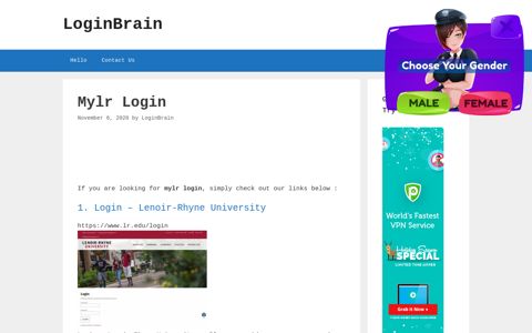 Mylr - Login - Lenoir-Rhyne University - LoginBrain