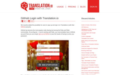 GitHub Login with Translation.io - Translation.io