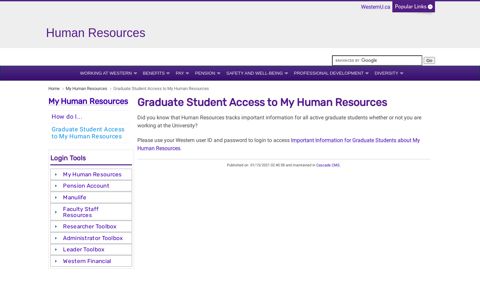 Graduate Student Access to My Human Resources - Western ...