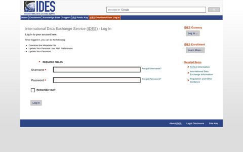 IDES: International Data Exchange System Login