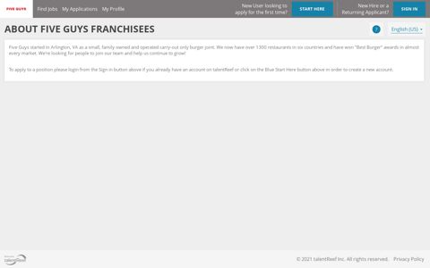About Five Guys Franchisees - talentReef Applicant Portal