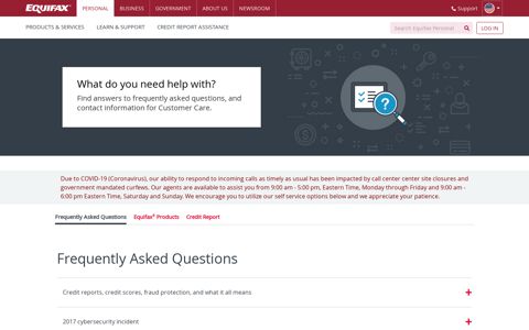 Contact Us | Customer Service - Equifax