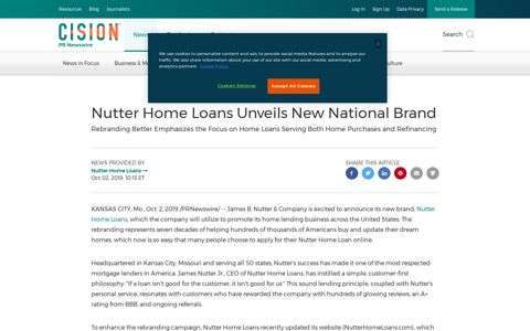 Nutter Home Loans Unveils New National Brand - PR Newswire