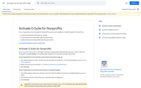 Activate G Suite for Nonprofits - Google for Nonprofits Help