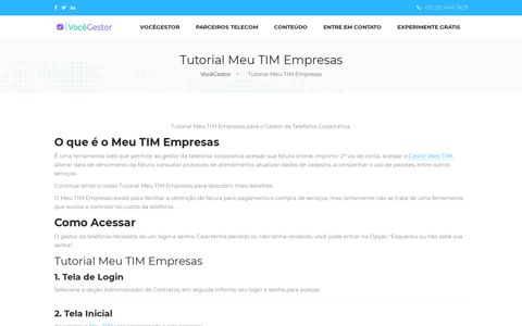 Tutorial Meu TIM Empresas | App VocêGestor TEM