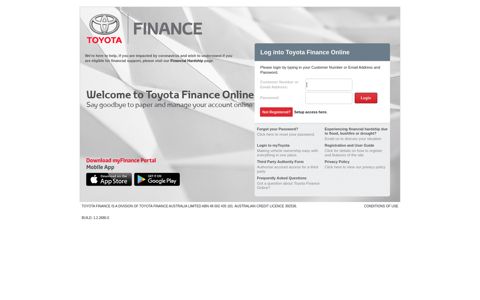 Login Portal for Toyota Finance