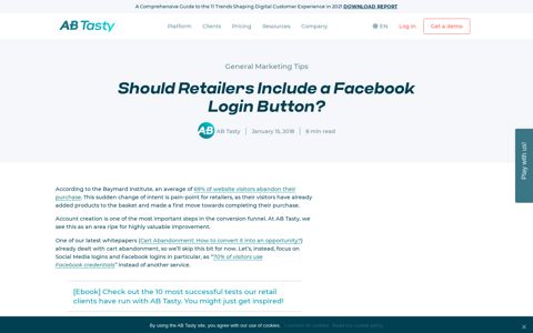 Should Retailers Include a Facebook Login Button? - AB Tasty